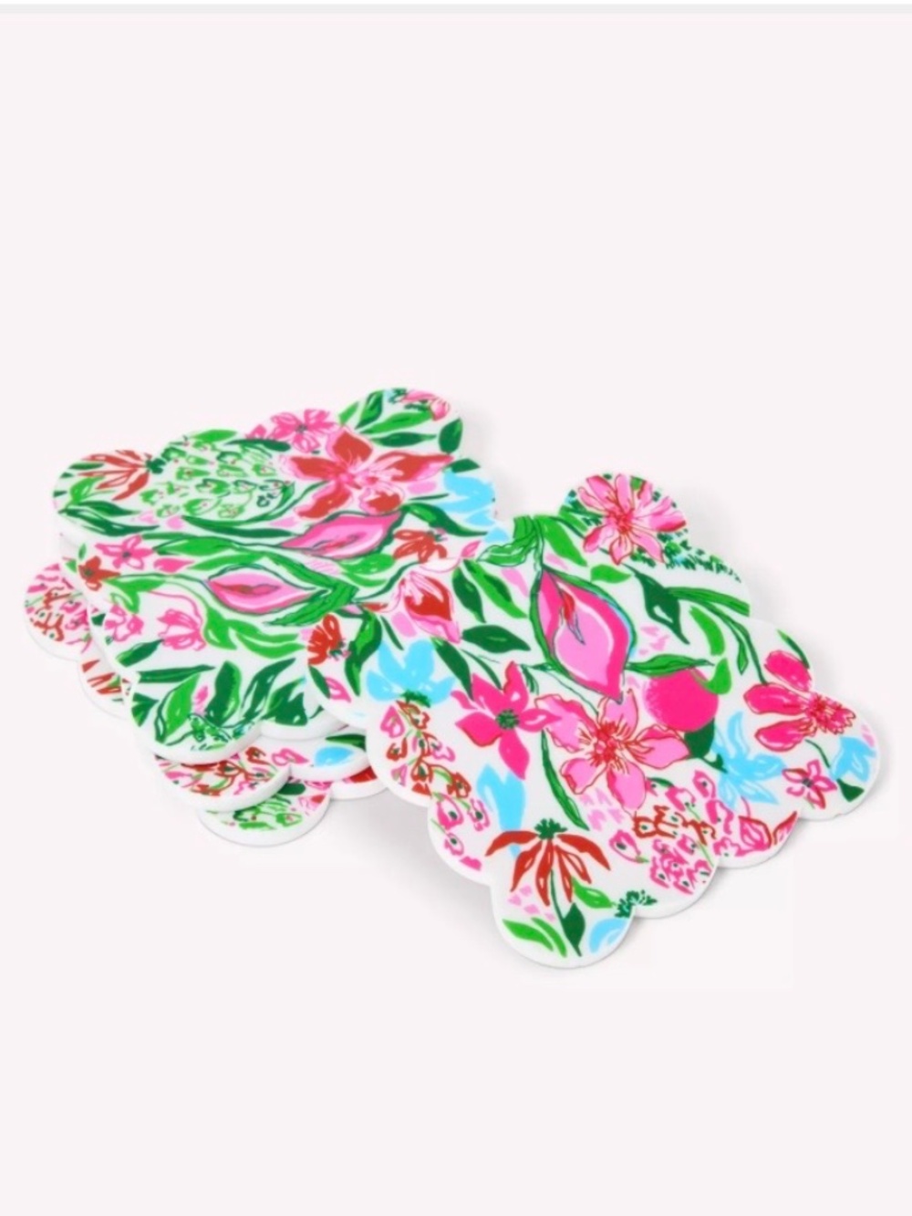NEW Lilly Pulitzer Set of 4 Printed Scalloped Coasters in Multi Glowing Garden.
